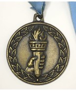Vintage Medal &amp; Ribbon Olympic Torch (Front) \2nd Place YIASOU 5K on Back - £12.55 GBP