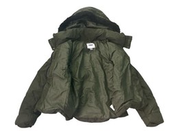 Old Navy Women’s Puffer Jacket Small Green Hooded Faux Fur Trim Winter Coat image 5