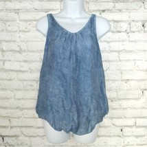 Marshalls Blouse Womens Small Blue Bubble Hem Sleeveless Tank Silk Blend - £14.42 GBP