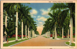 Stately Royal Palms Florida FL Vintage Postcard  PM 1937 (A14) - £6.54 GBP