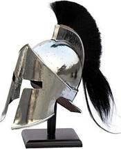 Medieval King Leonidas Greek Spartan Helmet Roman 300 Movie Helmet Black Plume - £57.85 GBP