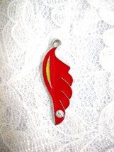 CELESTIAL RED ENAMEL COLOR ANGEL WING WITH CRYSTAL PENDANT ADJUSTABLE NE... - €3,44 EUR