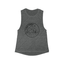 Flowy Muscle Tank with I Hate People Camping Design, Black and White Line Drawin - £22.29 GBP+