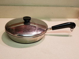 1801 Revere Ware Bottom Copper 9&quot; Skillet Frying Pan Clinton USA 81 w/ Lid - £17.37 GBP