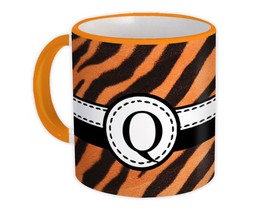 Monogram Letter Q : Gift Mug Tiger Letter Initial ABC Print Stripe CG7159Q - £12.45 GBP