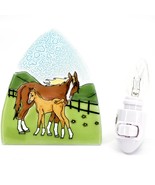 Fused Art Glass Mare &amp; Foal Horse Nightlight Night Light Handmade in Ecu... - £15.81 GBP