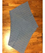 DUSTY BLUE CROCHET BABY SENIOR LAP AFGHAN THROW BLANKET - £8.12 GBP