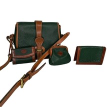 Dooney &amp; Bourke Green All Weather Leather Saddle Bag Keychain Coin Purse Wallet - £194.17 GBP