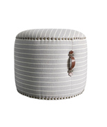 SEAT4U 20" Johnansson Ottoman Pouf in Fog Gray Stripe Linen Fabric - $179.00
