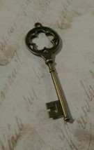 Bronze Skeleton Key Pendant Big Steampunk Finding Flower Charm 3&quot; Large Focal - £3.98 GBP