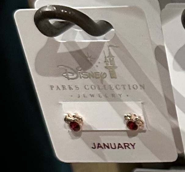 Primary image for Disney Parks Minnie Mouse Faux Garnet January Birthstone Earrings Gold Color