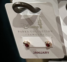 Disney Parks Minnie Mouse Faux Garnet January Birthstone Earrings Gold Color - $32.90