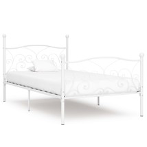 Bed Frame with Slatted Base White Metal 90x200 cm - £70.50 GBP
