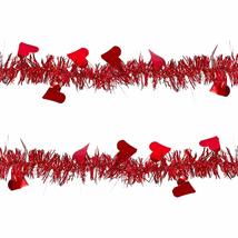 Valentine&#39;s Day Decorations - Red Heart Tinsel Garland, 9 Foot Each (2 P... - £8.43 GBP