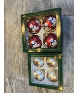Christmas by Krebs Teddy Bear Glass Ornaments 2 Sets Made in USA Vintage... - $29.05