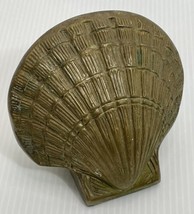 Vintage Brass Nautical Seashell Clam Shell Bookend Heavy 4” Tall - $18.23