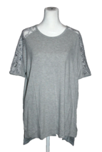 Zenana Premium Women&#39;s Long Shirt Top Size Medium M Gray Short Lace Sleeve NWOT - £13.46 GBP