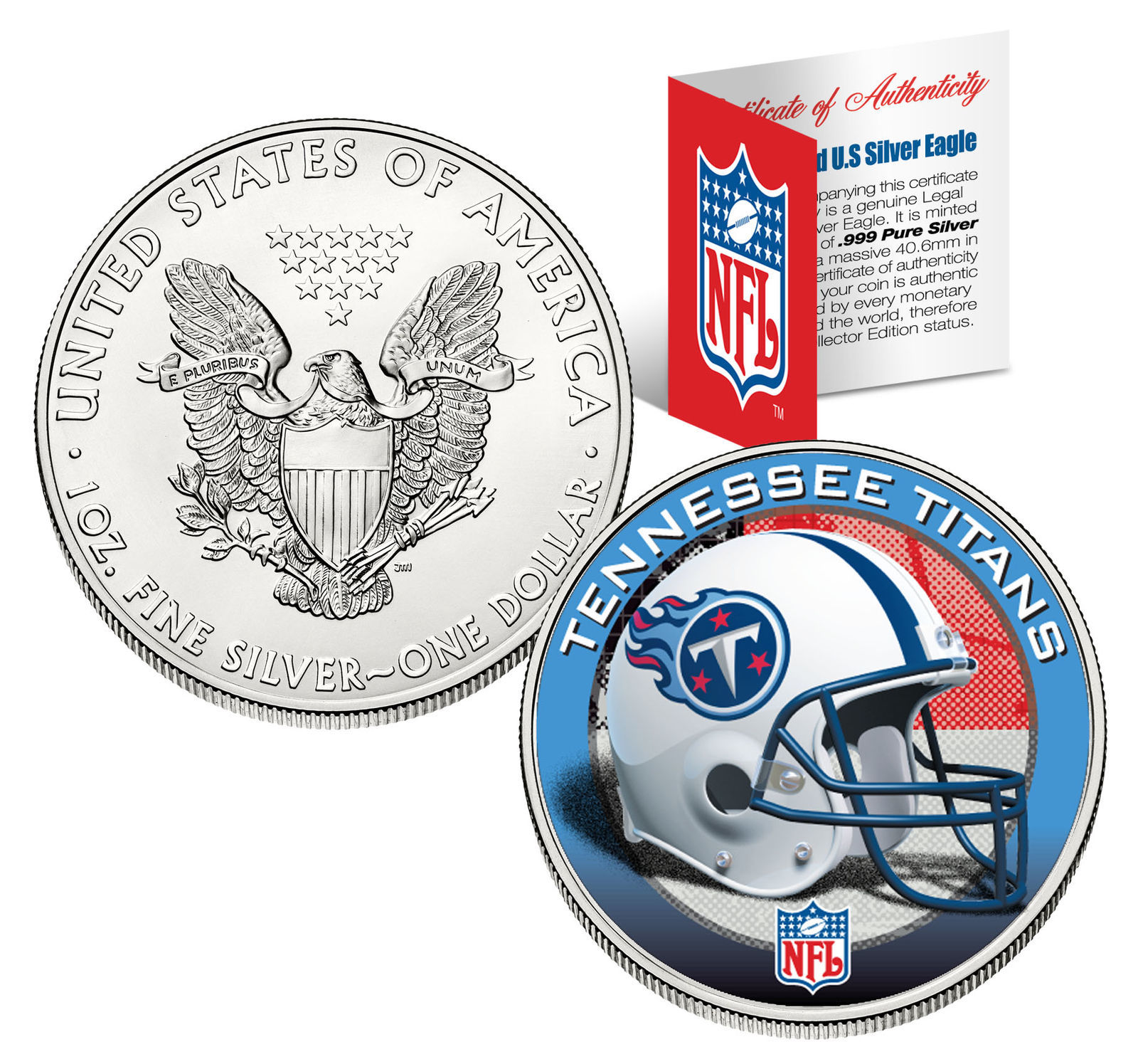 Primary image for TENNESSEE TITANS 1 Oz American Silver Eagle $1 US Coin Colorized NFL LICENSED