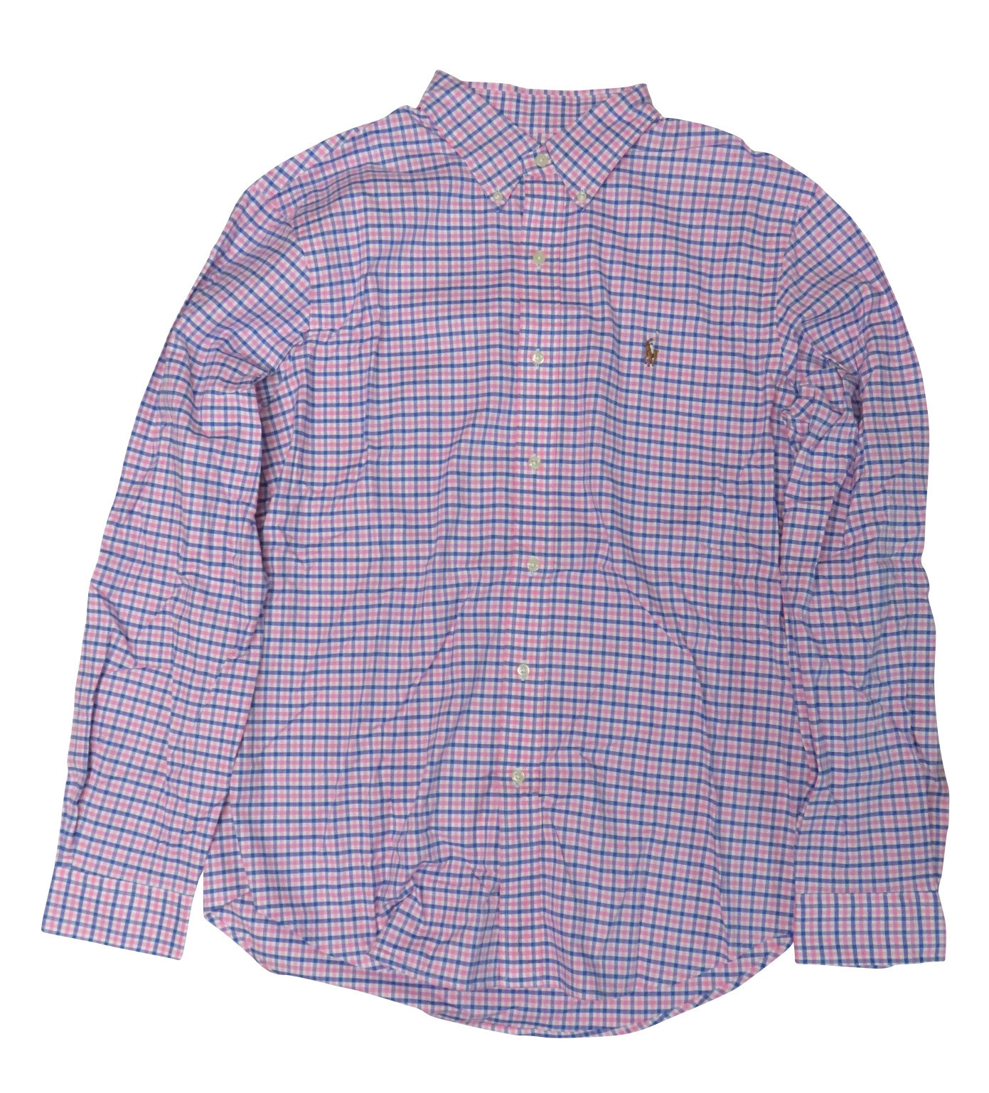 Polo Ralph Lauren Mens Slim Fit Button Down Shirt Pink Checkered Size Large - £51.90 GBP