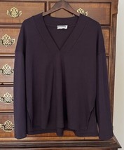 GRP1 V Neck Cotton Top Long Sleeve purple XS side slits oversize tunic l... - £68.53 GBP