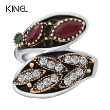 Fashion Vintage Engagement Ring For Women Silver Color Mosaic Resin And AAA Crys - £5.98 GBP