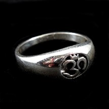 Solid 925 Sterling Silver OM/AUM Band Ring Choose Size 5 6 7 8 9 Yoga/Mediation - £23.45 GBP