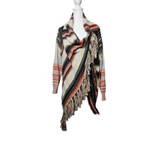 Women&#39;s Boho Chic Wrap Cardigan Black Orange Fall Size Large - £14.72 GBP