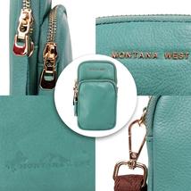 Montana West Genuine Leather Cellphone Crossbody Bag Turquoise NEW image 5