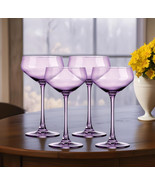 Set of Four Purple Crystal Shallow Bowl Stemmed Coupe - $4,548.89 MXN