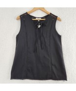 Women&#39;s Blouse Sleeveless Black Detailed Tye Front Small - $13.86