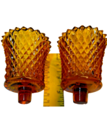 Vintage Pair of Home Interior Diamond Amber Harvest Gold Peg Votives - £13.31 GBP