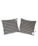 Set of 2 Ashland Black &amp; White Houndstooth 15&quot; Throw Pillows NWT Plush Back - $29.03