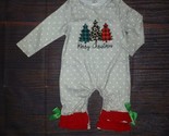 NEW Boutique Baby Girls Christmas Tree Ruffle Romper Jumpsuit 6-12 Months - £10.47 GBP