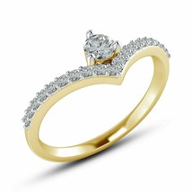 Solid 14K Yellow Gold Plated 0.27 Ct Diamond Simple Fancy Ring Fine Jewelry - £82.21 GBP