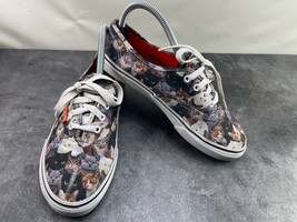 Vans Off the Wall Big Kid Shoes Brown 4M Cat Print ASPCA Casual Comfort Sneakers - £20.69 GBP