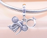 Disney Parks Bride Minnie Ears Headband Ring Charm Dangle 2023 Exclusive - £14.53 GBP