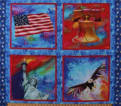 35.5&quot; X 43&quot; Panel American Flag Eagle Patriotic USA Icons Cotton Fabric D671.21 - £10.17 GBP