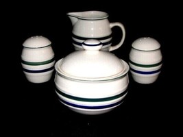 Salt and Pepper, Sugar &amp; Creamer set Blue Band - £13.39 GBP