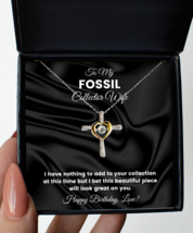Fossil Collector Wife Necklace Birthday Gifts - Cross Pendant Jewelry Present  - $49.95