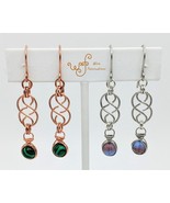 Handmade copper earrings: Celtic links with herringbone wire wrapped dangle - €17,97 EUR