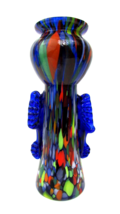 Czech Blue Spatter End Of Day Art Glass Vase 8&quot; Tall Very Hard to Find M... - $112.86