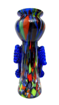 Czech Blue Spatter End Of Day Art Glass Vase 8&quot; Tall Very Hard to Find Marked - £88.77 GBP