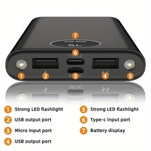 10000mAh Portable Power Bank with Dual USB &amp; Type-C Ports, LCD LED Displ... - $412.21 MXN