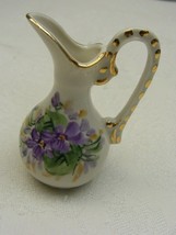 Vintage Miniature 3&quot; Pitcher Vase Spring Violets Weisley - $368.72 MXN
