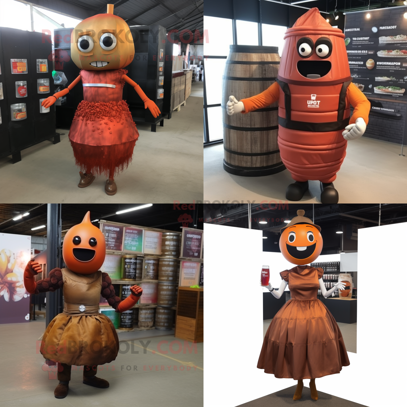 Rust Grenade mascot costume character dressed with a Cocktail Dress and ... - $1,199.00