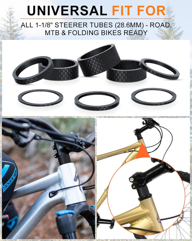 8PCS Carbon Fiber Headset Spacers, Matte Finish, Lightweight and Precision, Fits Item image 6