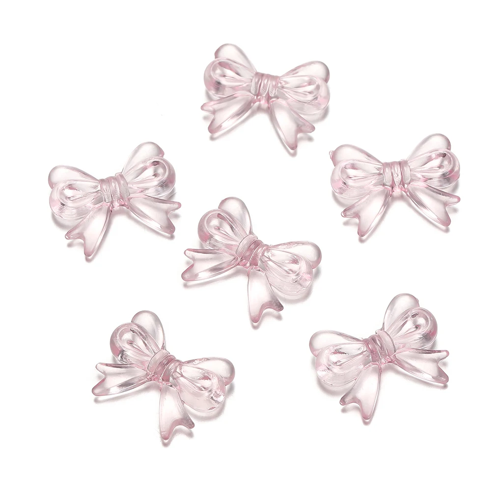 30Pcs/Lot 14x18mm Bowknot Transparent Bow Spacer Beads Earrings -Clear pink - $1.72