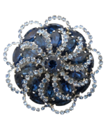 Large Weiss Designer Brooch Blue  Glass Cut Rhinestones Marquise 2.25&quot; T... - $69.29