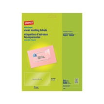 Staples Laser/Inkjet Shipping Labels 2&quot; x 4&quot; Clear 10 Labels/Sheet 573949 - $39.99