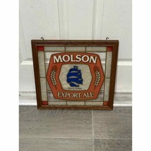 Vintage Molson Export Ale Since 1786 Framed Faux Stained Glass Beer Sign 16&quot;x16&quot; - £40.20 GBP